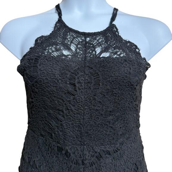 Free People Intimately "She's Got It" black lace mini dress Medium - Picture 4 of 10